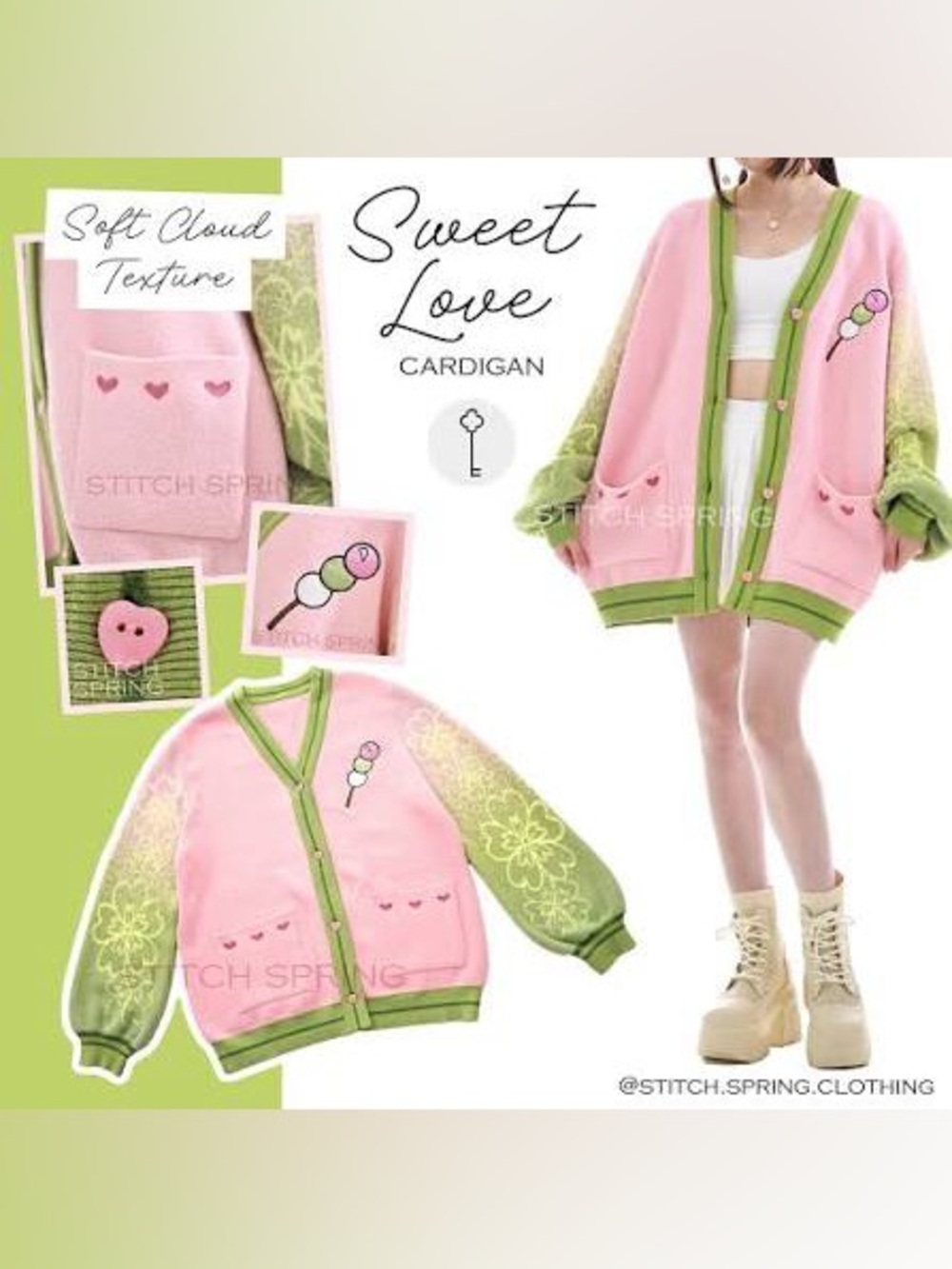 NWT Demon Slayer “Sweet Love” Cardigan - Stitch Spring - XXL